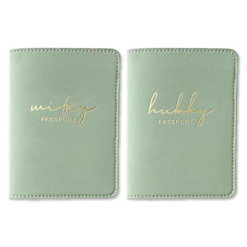 GroomBrideGifts Hubby and Wifey Passport Wallet, Wedding Gifts for Couples, Passport Holder for Travel, Honeymoon Travel Essentials, B Wifey & Hubby, 5 * 6