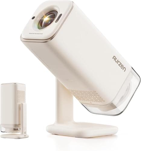 Aurzen BOOM Air Portable Projector with Google TV, USB-C Power, Off-White