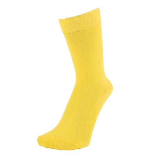 ZAKIRA Combed Cotton Dress Socks - Plain Colour Business Crew Socks for Men & Women, Soft Breathable Cotton, 6-10 (UK), Yellow — view 3