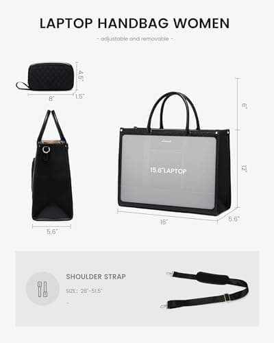 LOVEVOOK Laptop Bags for Women 15.6 Inch, Large Handbags Ladies Tote Bag — view 5