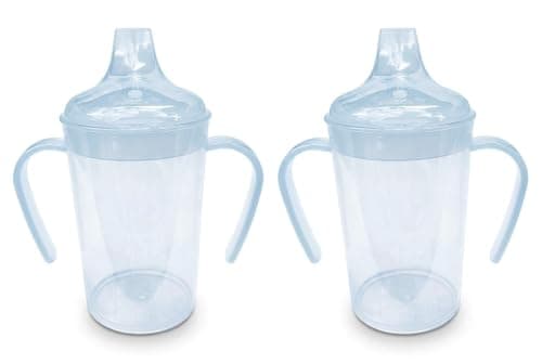 2 Pack - 300ml, Adult Sippy Cups with Twin Handles & Wide Spout. Non Spill