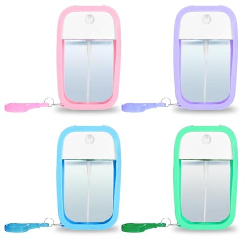 Qianyu 4PCS Reusable 50 ML Card Spray Bottle Portable Moisturizing Sprayer Box Card Design Empty Bottles with Hook Refillable Perfume Atomizer Vials for Hand Sanitizer Fragrance Cosmetic Moisturiz