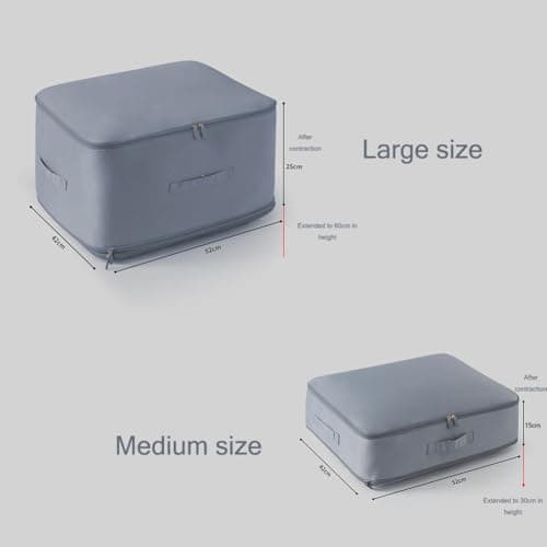 Ultra Space Saving Self Compression Organizer, Compression Packing Cubes for Travel Suitcase Organizer Bags Set for Bedding Storage Comforter Storage Bag (Beige,Medium) — view 3
