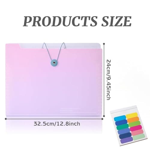 4 Pack Expanding File Folder A4, 8 Pocket Accordion File Organiser with Tabs, Poly Document Wallets with Button Closure, Large Capacity for Office School Travel (Multi-Color) — view 2