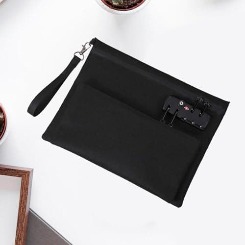 LeeQinersw Storage Bag with Password Lock Combination Lock Travel Cable Organizer for Cord Credit Card Jewelry, Black — view 4