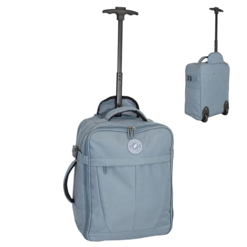 Bordlite 32L EasyJet Cabin Bag 45x36x20cm, Underseat Wheeled Travel Bag with Telescopic Handle, 2 Wheels, Front Pocket, Compression Straps, Weekend Luggage, Blue