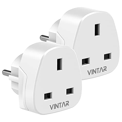 VINTAR UK to European Plug Adapter, 3 Pin to 2 Pin Travel Adaptor, 2 Pack