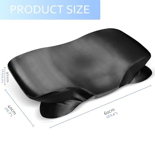 Zelimun Satin Pillowcase for Hair and Skin, Contour Pillow Cases for Cervical Pillow, Smooth & Soft for 60x40cm Memory Foam Neck Pillow, Pillow Cover with Zipper(Black) — view 2