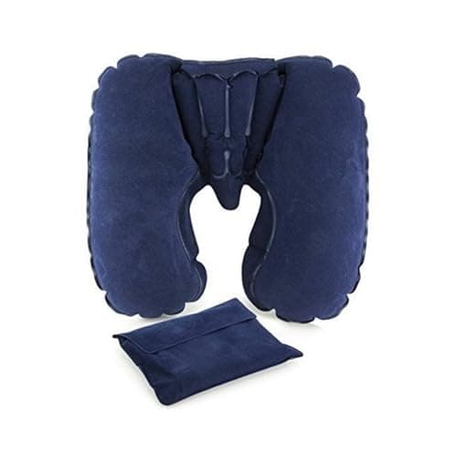 UMKY Travel Neck Pillow Neck Head Support Blue Cushion Pillow with Storage Bag for Plane Car Train Airplane Camping Hiking Backpacking