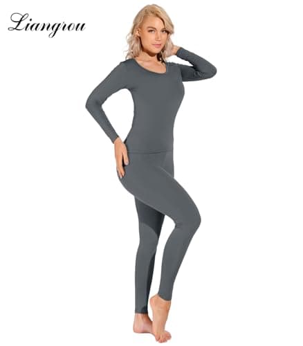 Liang Rou Women's Crew Neck Top & Bottom Ultra Thin Thermal Underwear Set — view 3