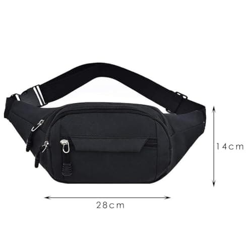 Bumbag Waist Bag, Waterproof 4 Zip Pockets Fanny Pack Waistpacks, Black — view 3
