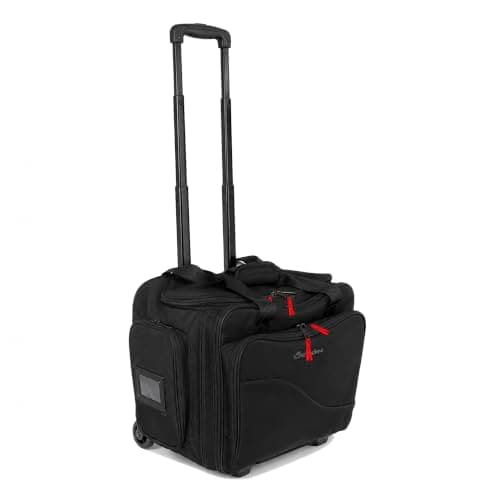 Ay Cabron™ Professional-Grade Pilot Flight Deck Trolley Bag – MADE BY PILOTS FOR PILOTS – Lightweight & Water-Resistant | Airbus & Boeing Compatible., Black, L, With Trolley