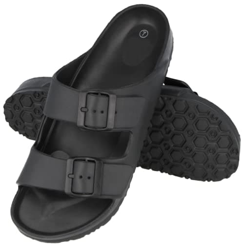 Yinka Shoes Mens Double Buckle EVA Sandals Black UK 10 — view 4