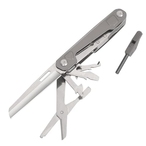 HONZIN Camping Multi Tool, 9 in 1 Pocket Multitool, Stainless Steel Multitool with Scissors, Bottle Opener, Rope Cutter, Whistle for Outdoor Survival Emergency, Hiking, Hunting, Gifts for Men