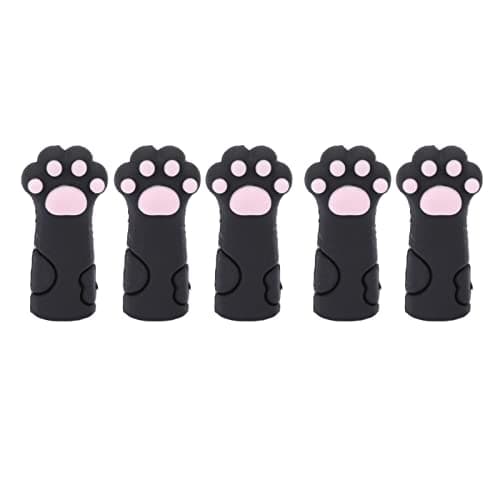 ASHATA Cat Shape Silicone Cuticle Scissors Cover Protector, 5 Pack Cuticle Trimmer Protective Sleeve for Nail Nipper and Toenails, Soft Silicone Nipper Cover for Travel (Black) — view 5