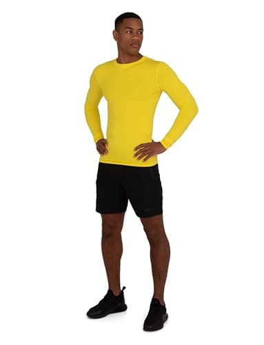 PowerLayer Compression Tops for Men Base Layers Men's Running Top Thermal Shirt - Sonic Yellow, XXL — view 2