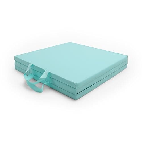 NORTHERN Yoga Mat Exercise Fitness Tri-Fold Foam Mat Extra Thick Non Slip Large Padded Stretching Home Gym Equipment Accessory 3 Folding Multi-Purpose Workout with Carrying Handle (Light Blue) — view 6