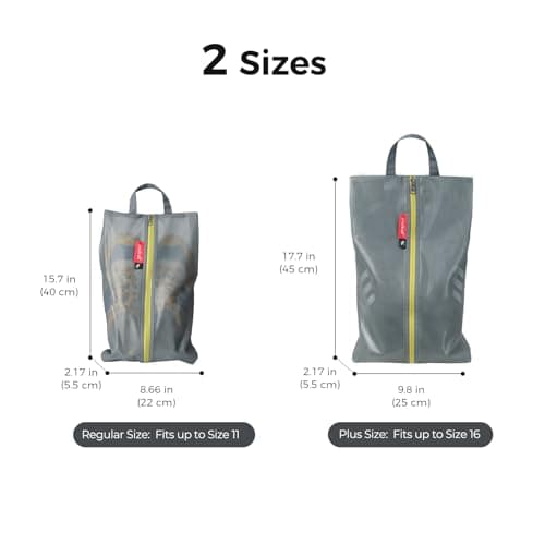pack all Shoe Bags for Travel, Water Resistant Shoe Pouch, 2 Pack, Grey — view 5