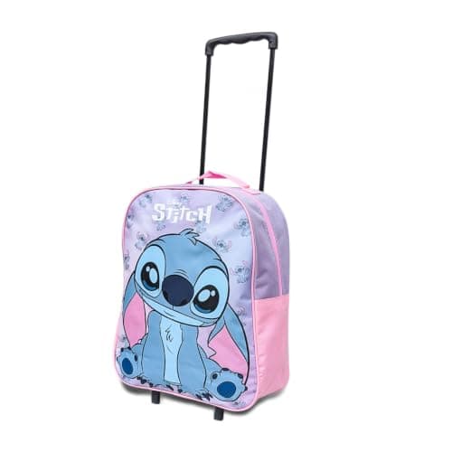 Disney Stitch Kids Cabin Bag Suitcase for Girls- Lightweight with Wheels & Telescopic Handle - Ideal for Short Breaks, Holidays, Sleepovers, School Trips (Stitch)