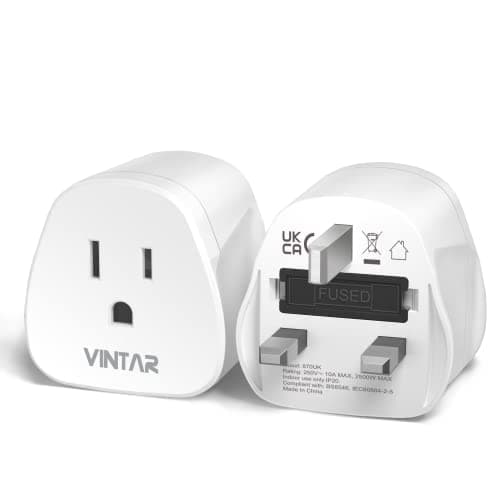 VINTAR 2 Pack US to UK Plug Adapter With 10A Fuse(Type A, B)