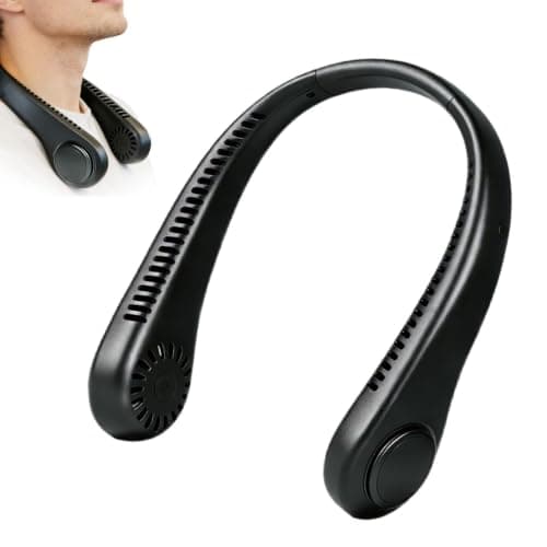 Portable Neck Fan, Hands-free Leafless, 360-degree Cooling