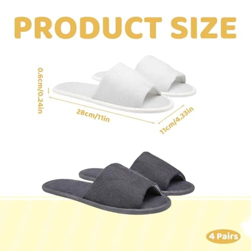 RenSton 4 Pairs Hotel Slippers, Spa Slippers with Open Toe Women and Men, Washable, Travel Slipper for Guests, Home, Spa & Airplane, Lightweight & Packable Indoor Outdoor — view 4