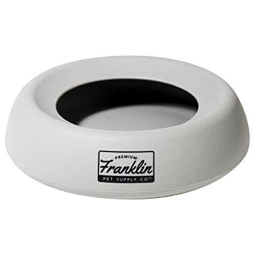 Franklin Sports Spill Proof Portable Pet Bowl For Cars - No Splash Travel Water and Food Dish for Dogs + Cats - 16 oz. - BPA Free,White, Gray