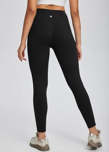 baleaf Hiking Walking Leggings for Women with Zip Pockets Outdoor Cargo Pants High Waist Quick Dry Black M — view 2
