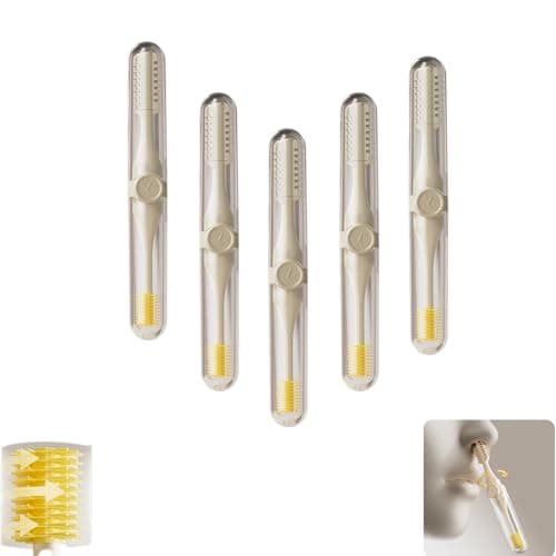 2026 2-in-1 Nasal Hair Cutter, Double Sided Nose Hair Cutter with Lid, Updated Portable 360 ° Rotating Manual Nose Hair Trimmer for Travel (Yellow 5pcs)