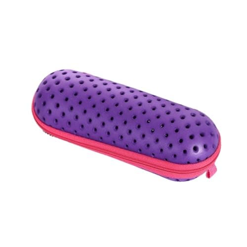 LAWALEISHE Swimming Goggle Storage Case - EVA Material, Ideal for Swimmers on the Go with Drainage & Ventilation Holes and Secure Zipper Closure for Goggle Protection (Purple)