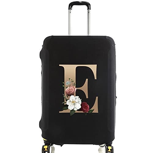 Initial Letter Printed Design Travel Trolley Case Cover Protector Washable Suitcase Cover Luggage Storage Covers for 18-28 Inch Luggage Cover (L (26-28 inch Luggage), gold E)