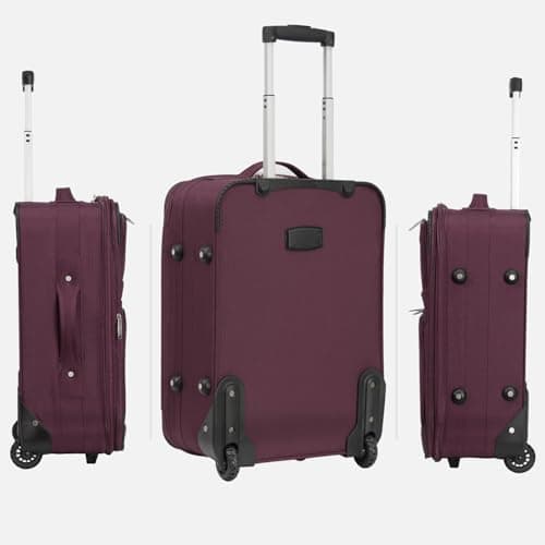 ARIANA Cabin Suitcase Lightweight Carry On Luggage Trolley Travel Bag 10Kg Hand Luggage 2 Wheels - 55x38x23cm (Burgundy, 21" Small (Cabin Size)) — view 2