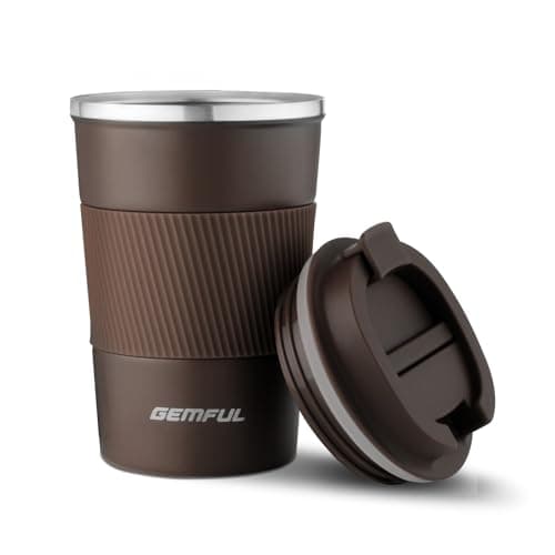 GEMFUL 380ml Insulated Travel Coffee Mug Stainless Steel Leak-Proof Cup