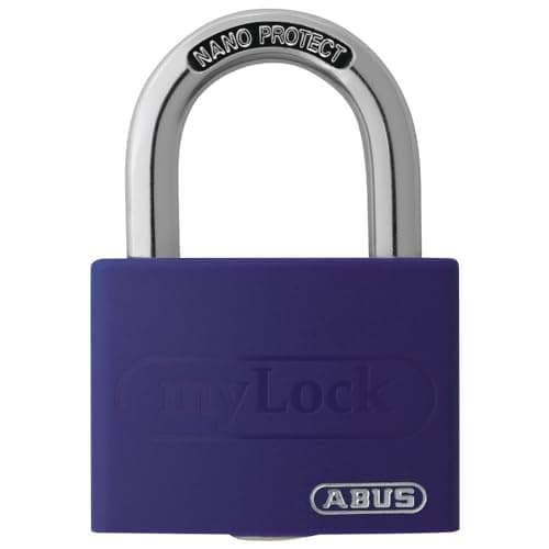 ABUS Padlock T65AL/40 myLOCK - Individually writable - Locker Lock - Solid Aluminium Lock Body - ABUS Security Level 5 - Purple