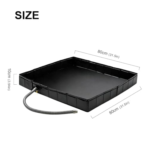 Foldable Shower Tray, 80x80x12cm PVC Portable Shower Base with Drain Hose and Connector, Camping Shower Pan for Outdoor Tent, Indoor Pet Bathing — view 2