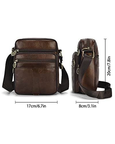 Realmark Men's Leather Shoulder Bags Genuine Leather Cross Body Bag Messenger Business Handbags Small Side Satchel Crossbody Bag — view 4