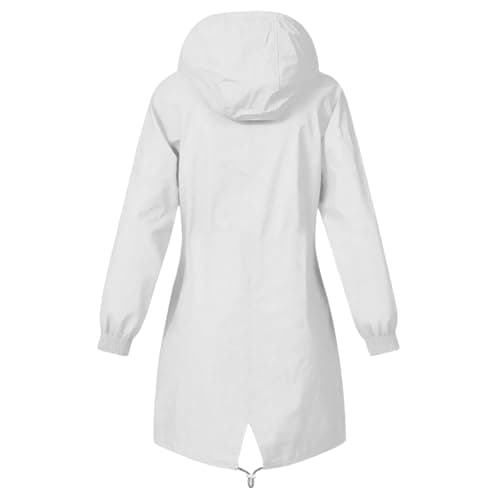 Gkojhj Hooded Raincoat Ladies Waterproof Jackets Womens Drawstring Zipper Rain Coat Hiking Cycling Lightweight Plus Size Windbreaker Jackets Windproof Trench Coats-1 — view 4