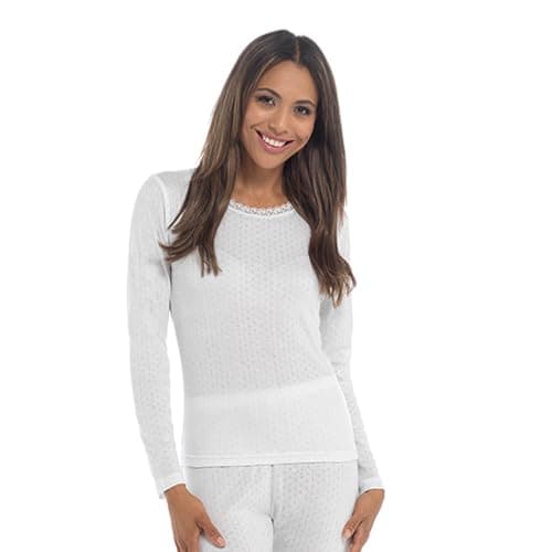 Undercover Lingerie 2 Pack Womens Thermal Long Sleeve Vest White Medium