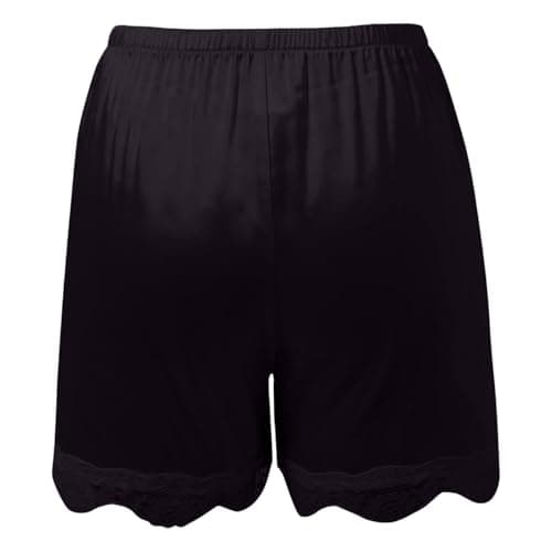 2026 Women's lace Trim and Satin Polyester Fabric Sleep Shorts, for Sleepwear, Home Evenings Travel Nights, Easy to Match with tees, Tanks, Sandals or Trainers Colour Black Size L (4) — view 4
