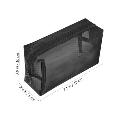 HAPINARY 3pcs Mesh Cosmetic Bag Set for Travel and Fitness, Portable Nylon Makeup Organizer with Moisture Reduction and Air Circulation Features, Black Vanity Bag for Electronic — view 6