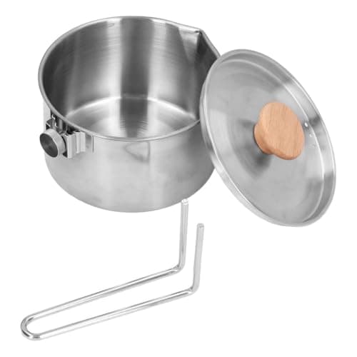 Durlo 1000ml Stainless Steel Camping Pot – Lid/Folding Handle/Pour Spout, W/Storage Bag (Outdoor Hiking) — view 2