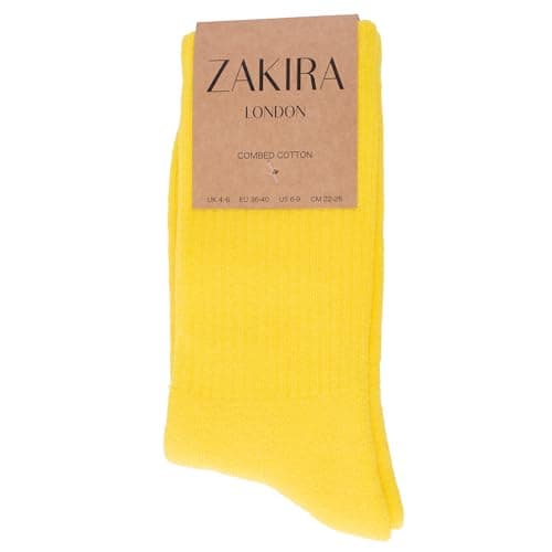 ZAKIRA Combed Cotton Terry Crew Socks, 4-6 (UK), Yellow — view 4