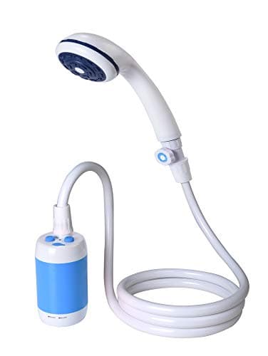 Laserbeak Camping Outdoor Shower Handheld Shower Electric Shower, Water Regulation, 4800 mAh Rechargeable Battery, Shut-off Flow Control and Valve (Blue)
