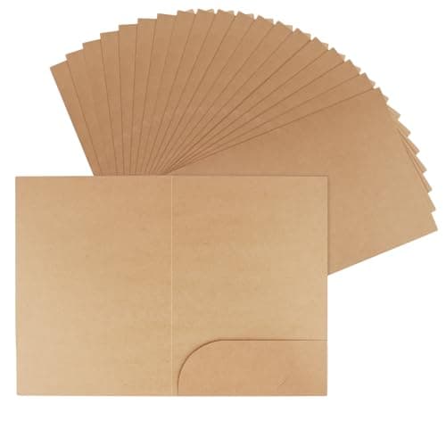 LEXININ 20 Pack A4 Kraft Paper File Folders, Brown Foolscap Folders for Office
