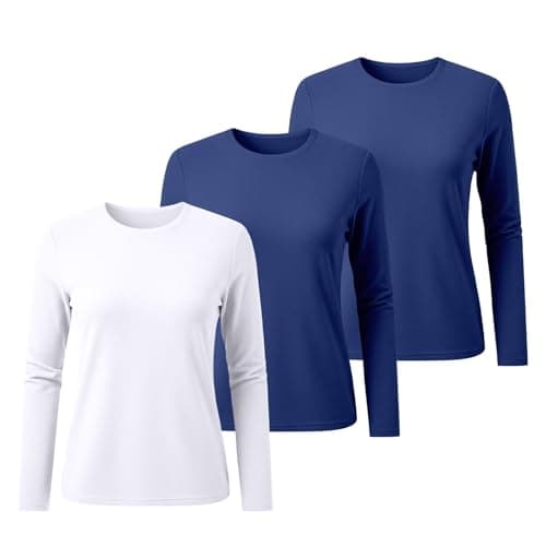 3 Pack Long Sleeve Tops Women Thermal Base Layers thermal tops womens underwear Slim Fit Warm Crew Neck Jumper Lightweight & Easy Care Shirts Ladies Soft Stretch fitted Pullover Top for Winter Spring — view 4