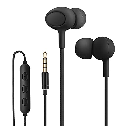 Yiwiso Sleep Headphones, Soft Earphones Wired for Sleeping, Sleep Earpbuds for Side Sleeping, In-Ear Headphones with Mic and Volume Control, Noise-Isolating, Travel, Relaxation (Black)