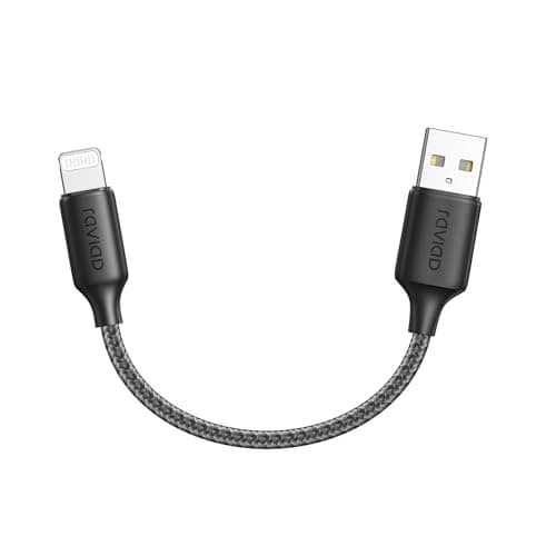 RAVIAD iPhone Cable Short [0.5FT/15CM, MFi Certified] Nylon Braided iPhone