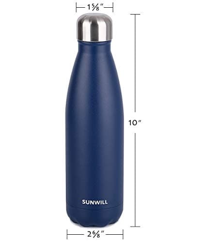 SUNWILL Metal Water Bottle Stainless Steel 500ml, Insulated Reusable Thermal Flask for Cold and Hot Drink, Travel, Sports, Gym, Powder Coated Navy Blue — view 3