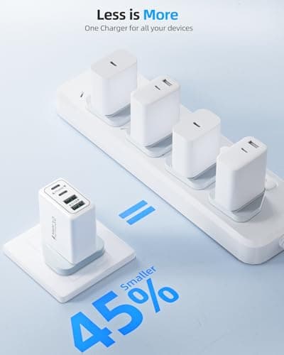 USB C Plug, 40W 4-Port Fast Charger Plug UK Dual Port PD Power Adapter +QC Multi Mains Wall Charger Type C Charging Plug for iPhone 17 16 15 14 13 12 11 Pro Max Plus XS XR SE,Samsung, iPad, AirPods — view 5