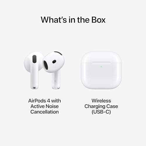 Apple AirPods 4 with Active Noise Cancellation, Wireless Earbuds, Bluetooth Headphones, Adaptive Audio, Transparency Mode, Personalised Spatial Audio, USB-C Charging Case, Wireless Charging, H2 Chip — view 6